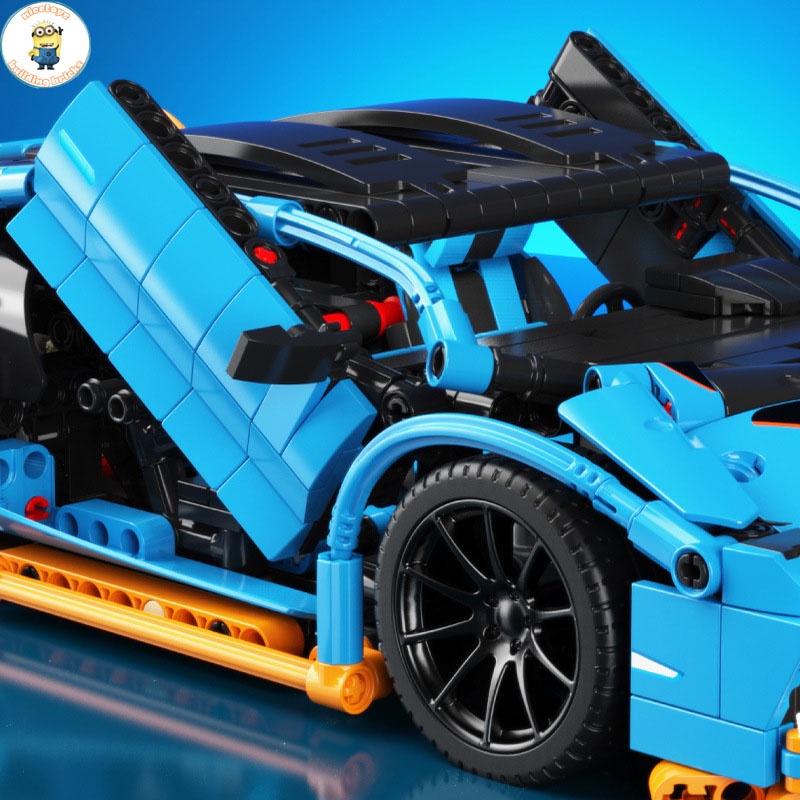 Đồ Chơi Lắp Ráp Kiểu LEGO TECHNIC Siêu Xe Lamborghini Sian Blue Điều Khiển Từ Xa RC Model 8618 Với 1161 Mảnh Ghép