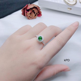 Nhẫn bạc Ý mặt đá tròn MS59