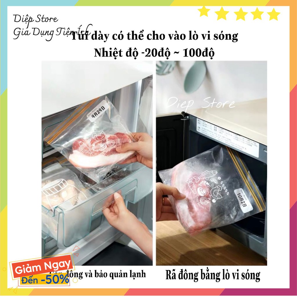 Túi zip đựng thực phẩm ❤️SALE❤️ Túi đựng Set 3 hộp có ô ghi tên sa có thể tái sử dụng