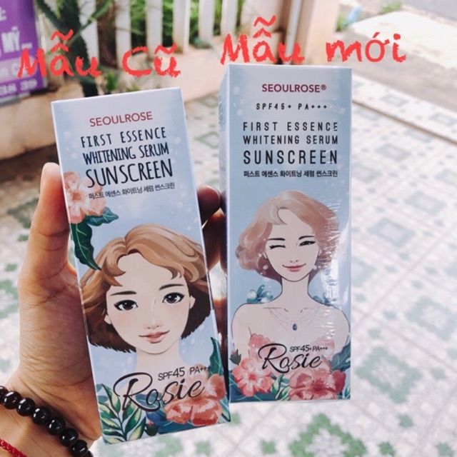 Mẫu mới 2019 Kem chống nắng Rosie First Essence Whitening Serum Sunscreen