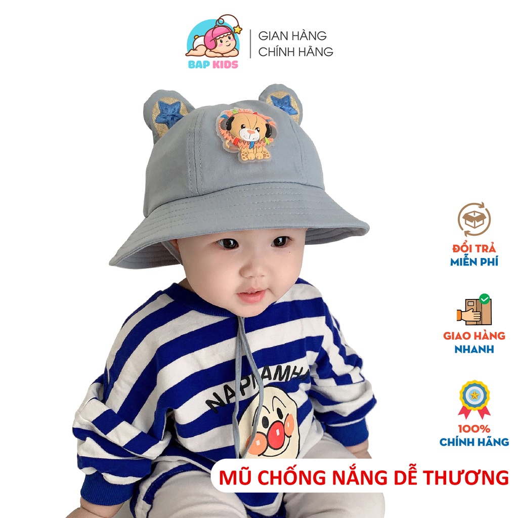 Mũ trẻ em BABYKIDS Nón rộng vành che nắng dễ thương gắn hình con vật 3D cho bé 6 tháng - 4 tuổi