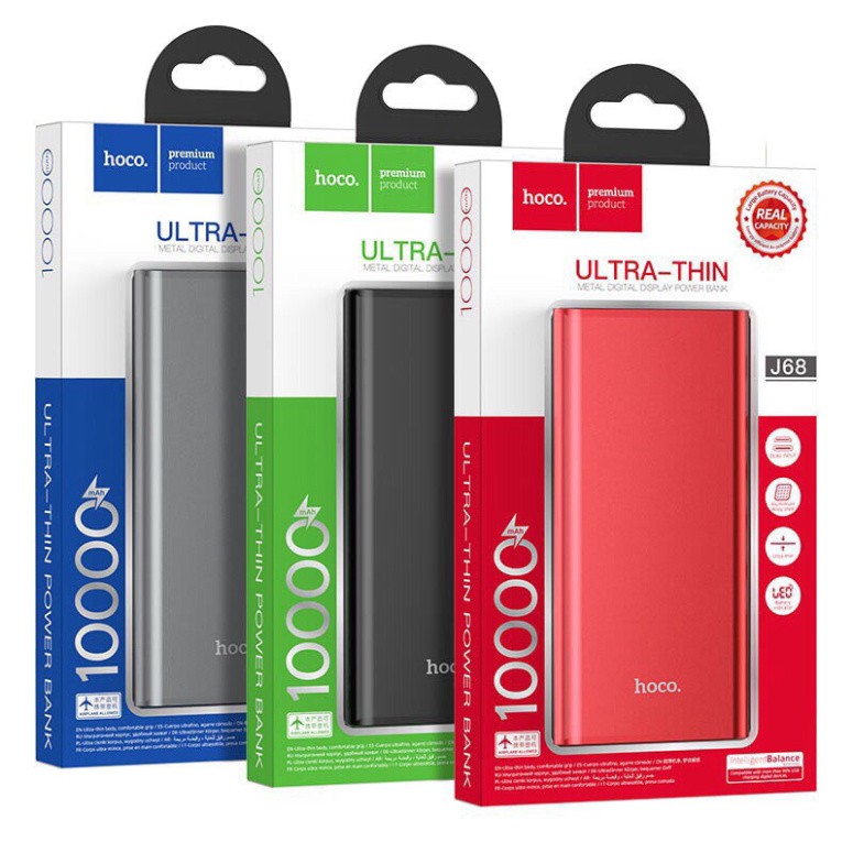 Pin sạc dự phòng Hoco J68 Resourceful 10000mAh Output 2A đèn LCD Vỏ kim loại ♥️♥️