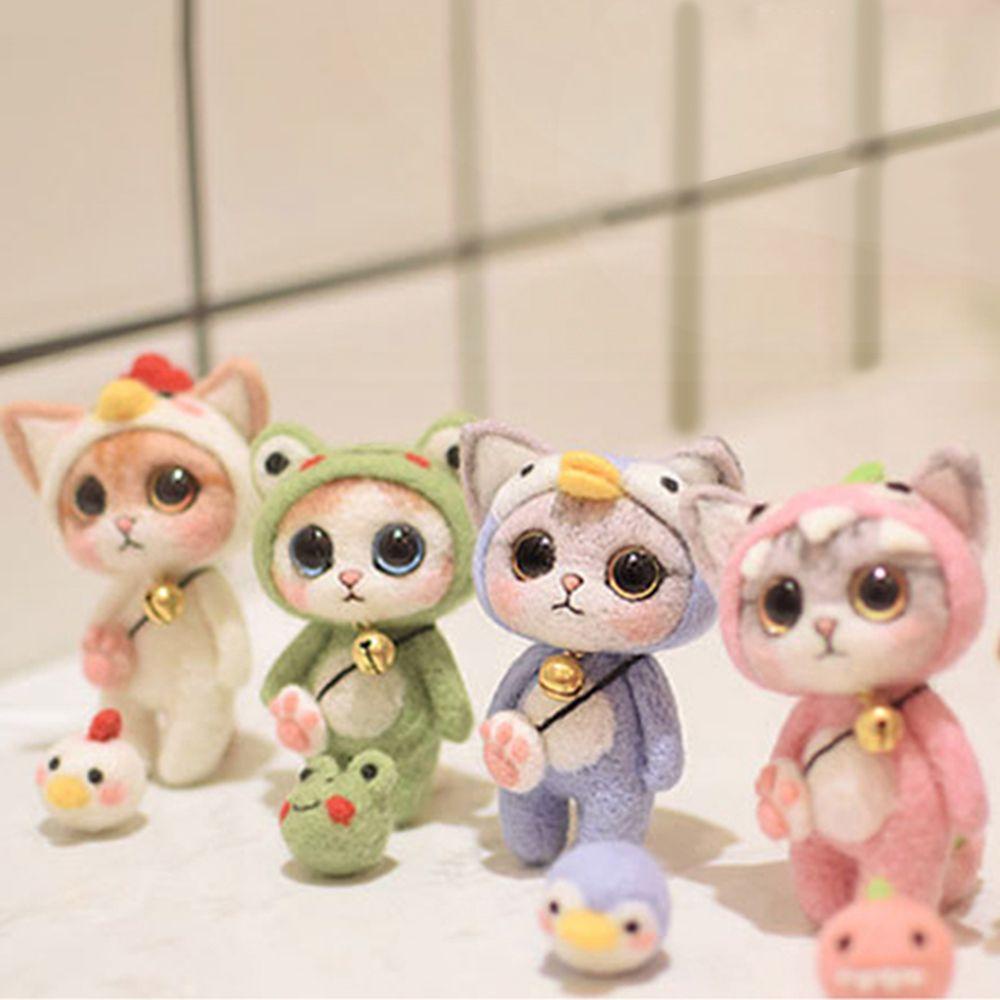 DARNELL Móc Khóa Hình Mèo Hoạt Hình Bằng Len Dễ Thương