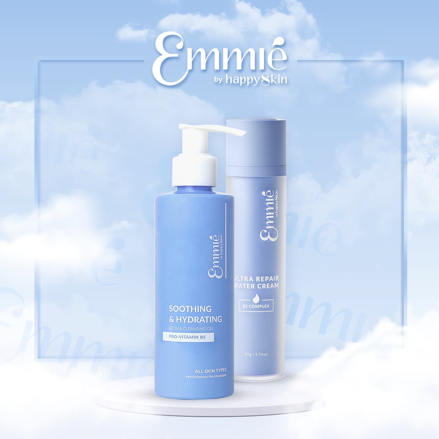 Combo kem dưỡng nước B5 phục hồi làm dịu và gel rửa mặt da nhạy cảm B5 Emmié by Happy Skin Emmie