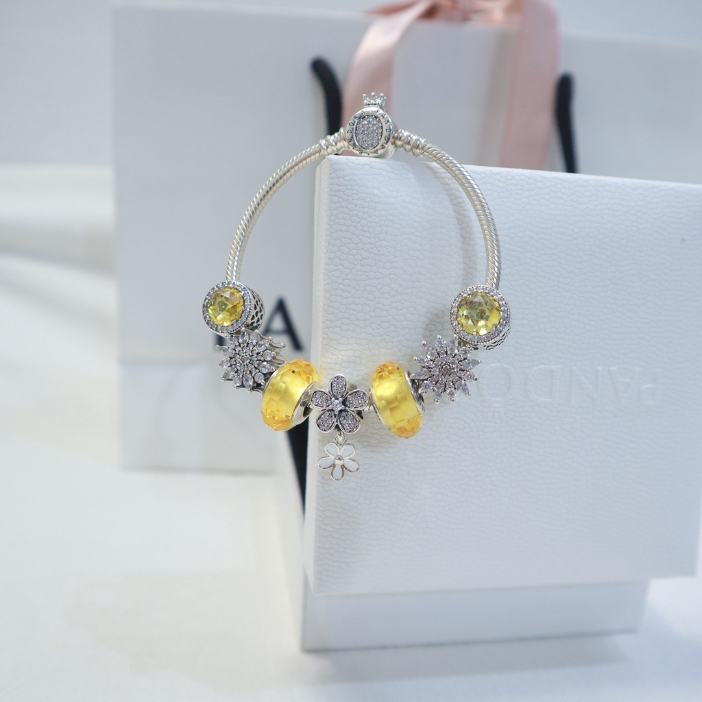 Set vòng charm màu vàng- Hàng bạc 925 cao cấp- Trang sức bạc Venus