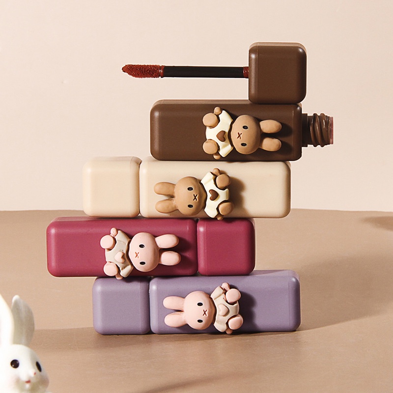 Set 4 Son Môi Dạng Lỏng Chống Thấm Nước Lâu Trôi Thiết Kế Dễ Thương