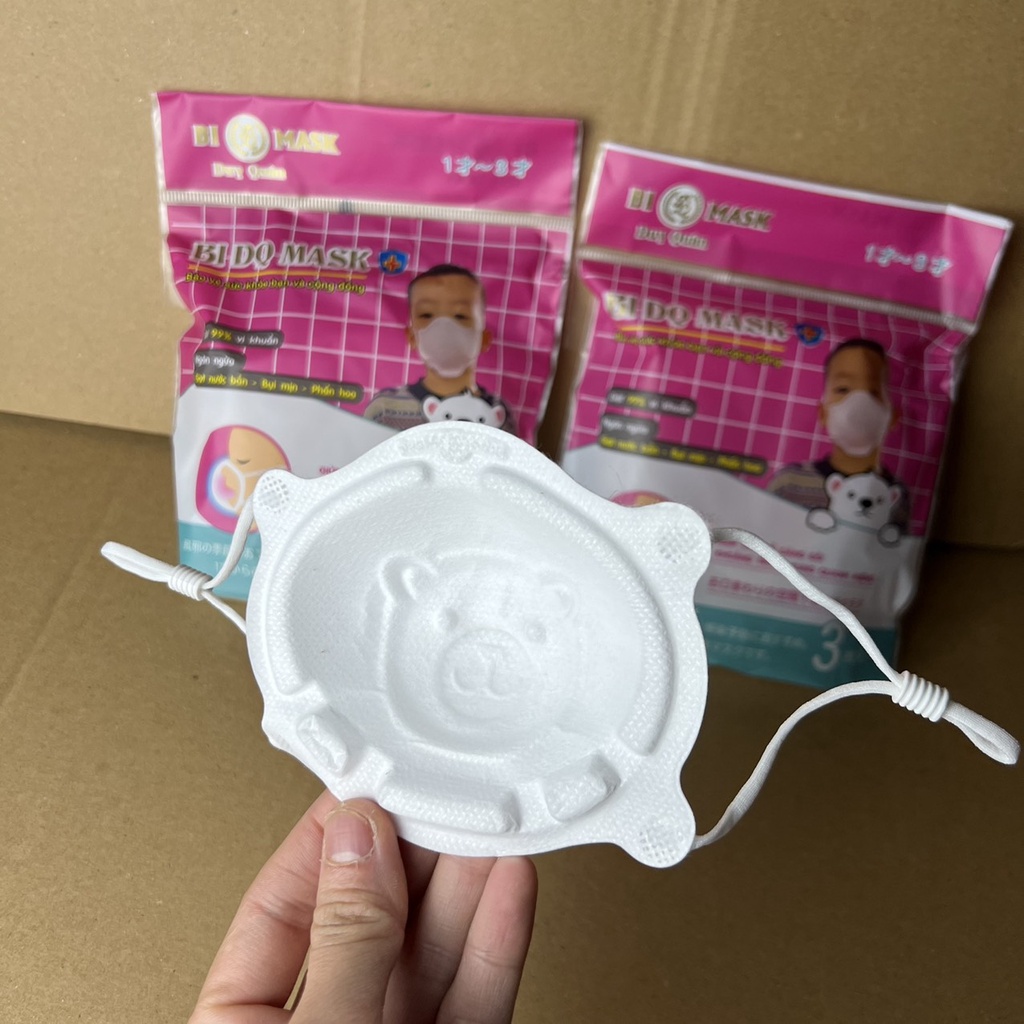3C Khẩu Trang Gấu Sơ Sinh DQ Mask Kids Y Tế Duy Quân Xuân Lai Chất Dày Dặn Quai Bền Dáng Đẹp Ôm Sát Mặt