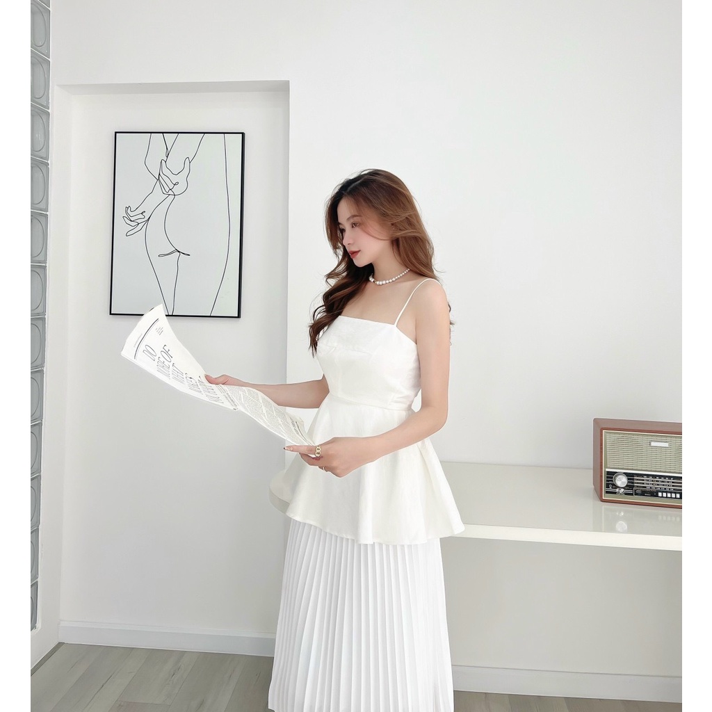 Áo hai dây nữ dáng xòe peplum NPAO022