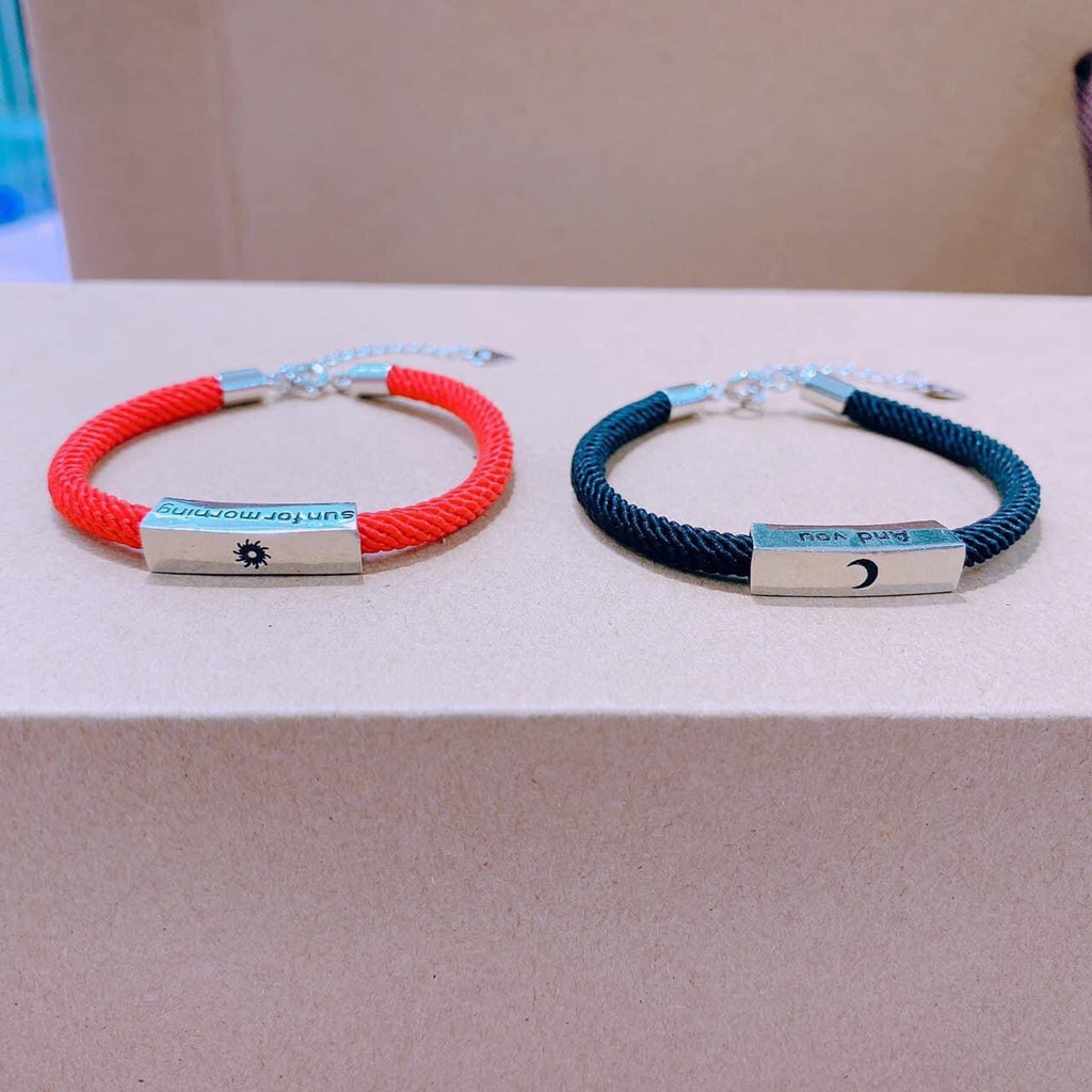 Lắc tay đôi the sun - the moon bạc nguyên chất