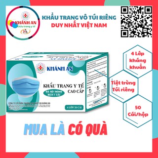 50 Khẩu trang y tế kháng khuẩn Khánh An 4 lớp tiệt trùng vô bịch từng cái riêng
