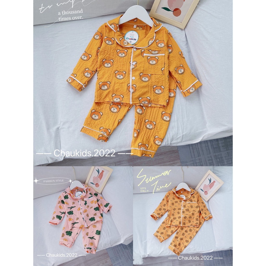Bộ Pijama Dài Tay Cho Bé Chất Đũi Xốp Mềm Đẹp Họa Tiết Siêu Xinh DOBO057