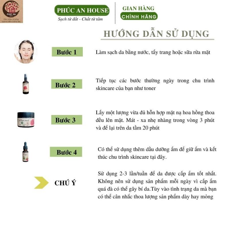 Mặt nạ hoa hồng dưỡng sáng da Phúc An House