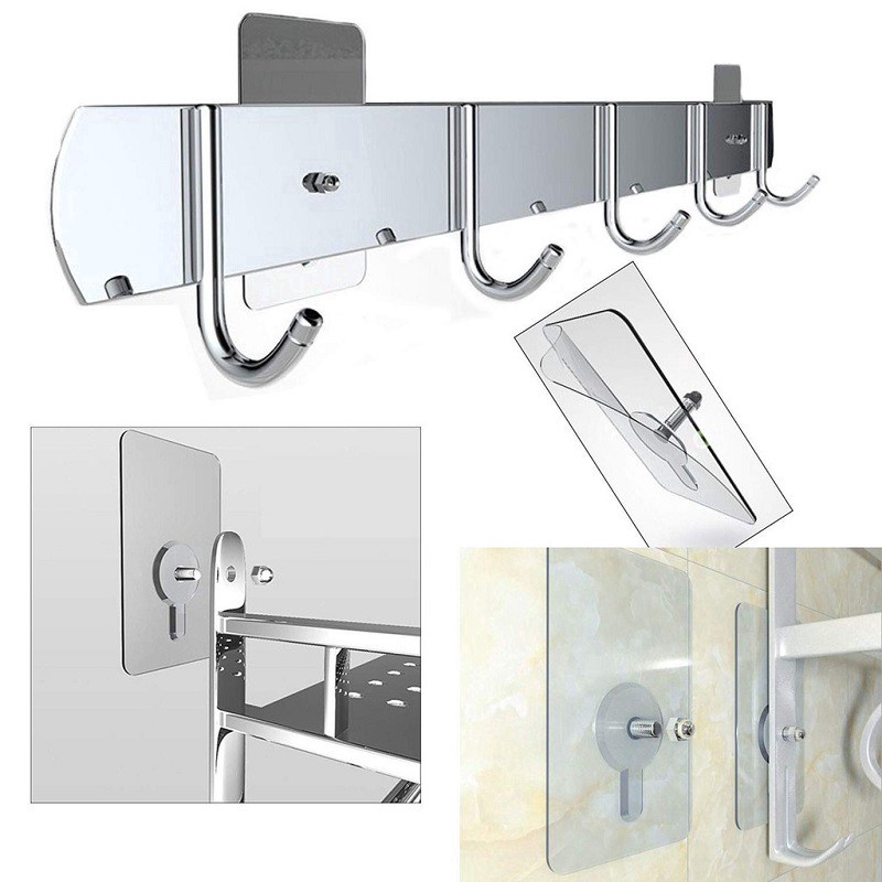 Giá Đỡ Móc Treo Đồ Dán Tường Bằng PVC Dính Chắc Không Cần Đục Lỗ Cho Nhà Tắm