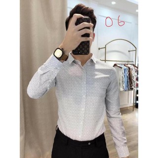 Áo Sơ Mi Nam Họa Tiết Nhỏ, Chất Cotton cực mát phong cách Hàn Quốc lịch sự, sang trọng