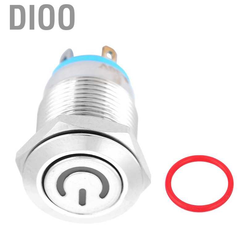 Nút ấn công tắc kim loại có đèn LED xanh 12mm 3v 5v 12v 24v