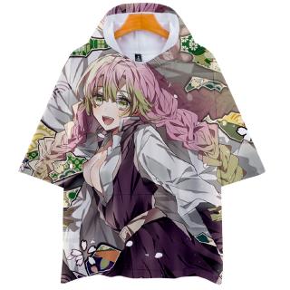 Áo Hoodie Ngắn Tay In Họa Tiết Demon Slayer 3D Cá Tính Kanroji Mitsuri