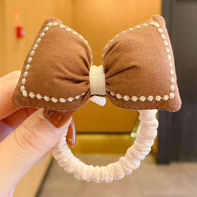 Dây Buộc Tóc Cao Su Đính Nơ In Họa Tiết Hoa Dễ Thương Phong Cách Hàn Quốc Thời Trang Cho Nữ