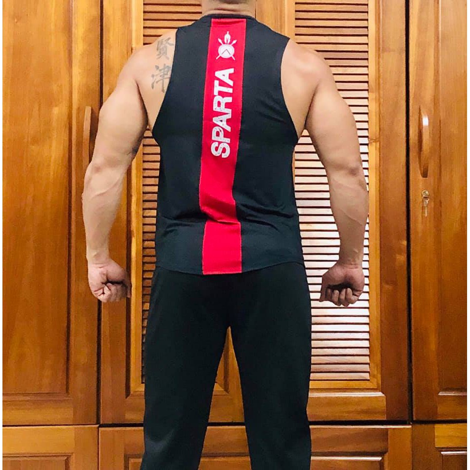 Áo Ba Lỗ  Tập Gym Nam Sparta Dọc Lưng - Áo Tanktop Thể Thao AN01