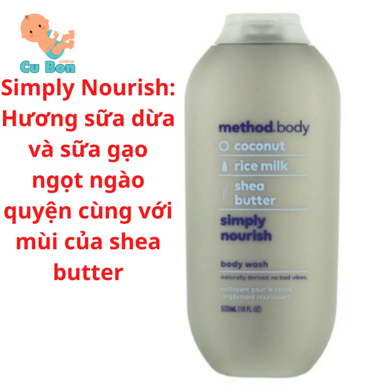 Sữa tắm nước hoa trắng trắng da Method Body Úc 535ml dưỡng ẩm tự nhiên mang lại cảm giác thoải mái khi sử dụng đủ loại