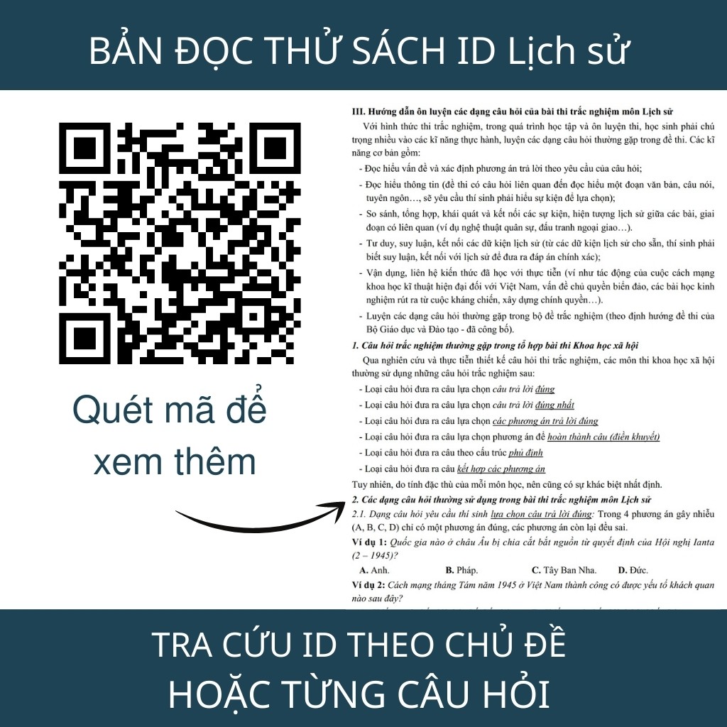 Sách ID Lịch sử 12, tập 1, Tuyển chọn 10.000 câu hỏi lịch sử thế giới Thầy Nguyễn Mạnh Hưởng