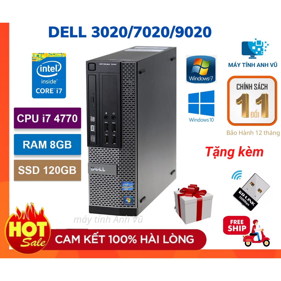 Cây Máy Tính Cũ Máy Bộ Văn Phòng Giá Rẻ - Dell Optiplex 3020/7020/9020 ( I7 4770/8G/SSD120 ) - Bảo Hành 12 Tháng | BigBuy360 - bigbuy360.vn