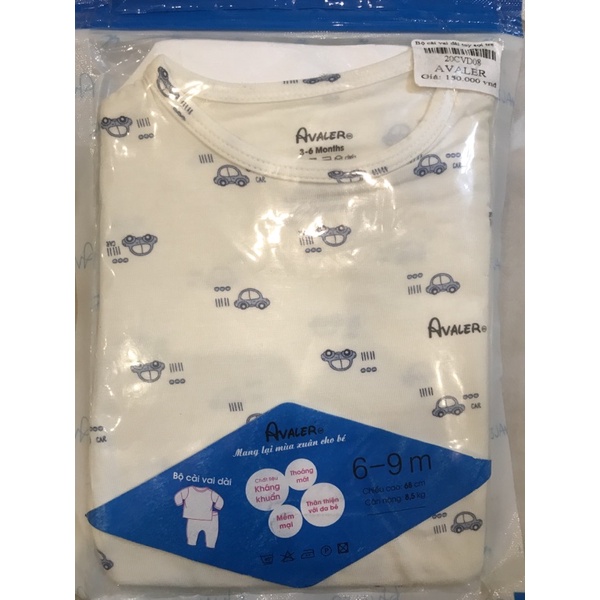 Bộ dài tay cài vai Avaler cho bé từ 3-9m