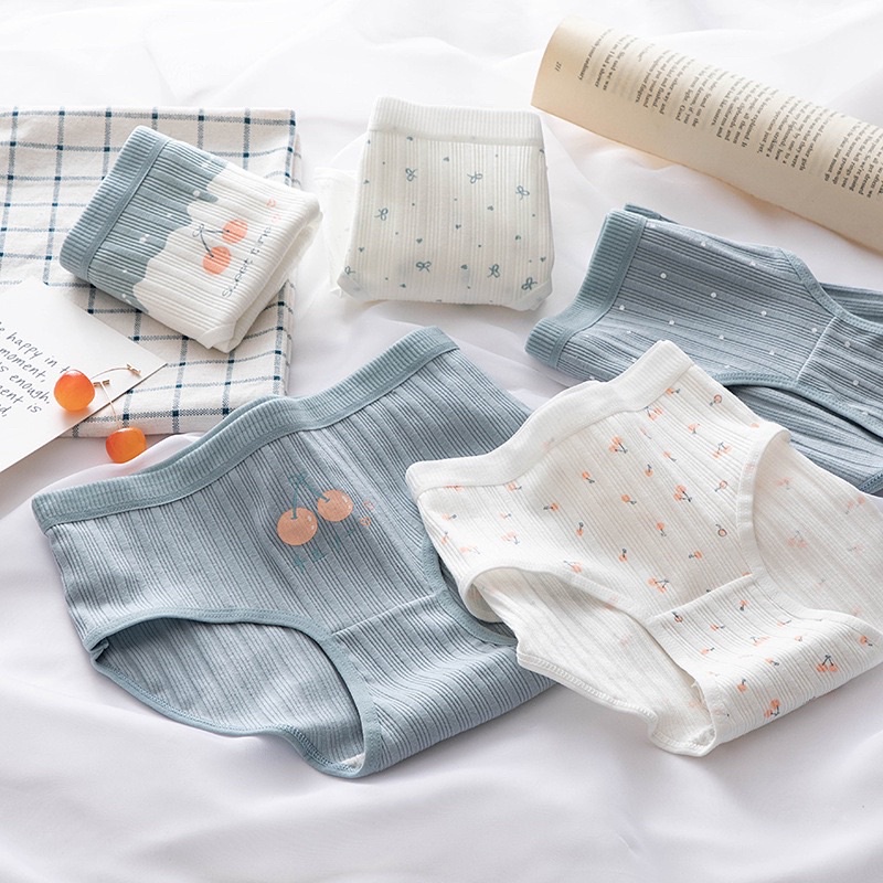 [Mã Faholiday Giảm Đến 50K Đơn Từ 99K] Quần Lót Cotton Tăm Tre 4D Họa Tiết Cherry Dễ Thương