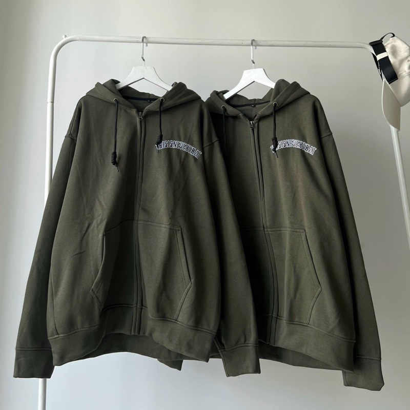Áo Khoác Form Rộng Xanh Rêu Chữ Thêu Thisneverthat 2t clothes