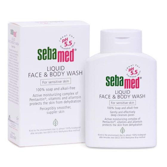 Sữa rửa mặt và tắm toàn thân cho da nhạy cảm Sebamed pH5.5 Liquid Face Body Wash 200ml