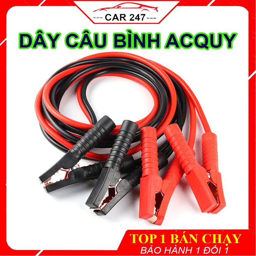 Dây Câu Bình Acquy - Dây Câu Bình Ắc quy Ô Tô Lõi Đồng Siêu To 2000A Kích Điện Acquy Cứu Hộ Ô Tô, Loại 4 mét