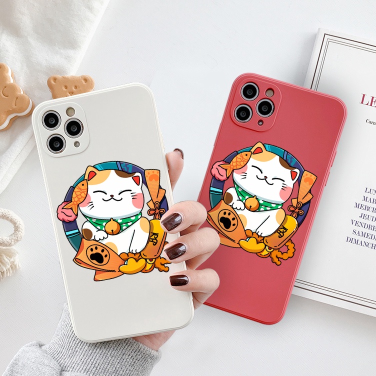Ốp Lưng Iphone Cạnh Vuông Hình Mèo Lộc, BVC , Iphone5/5s/6/6plus/6s/6splus/7/7plus/8/8plus/x/xr/xs/11/12/pro/ma-sencase