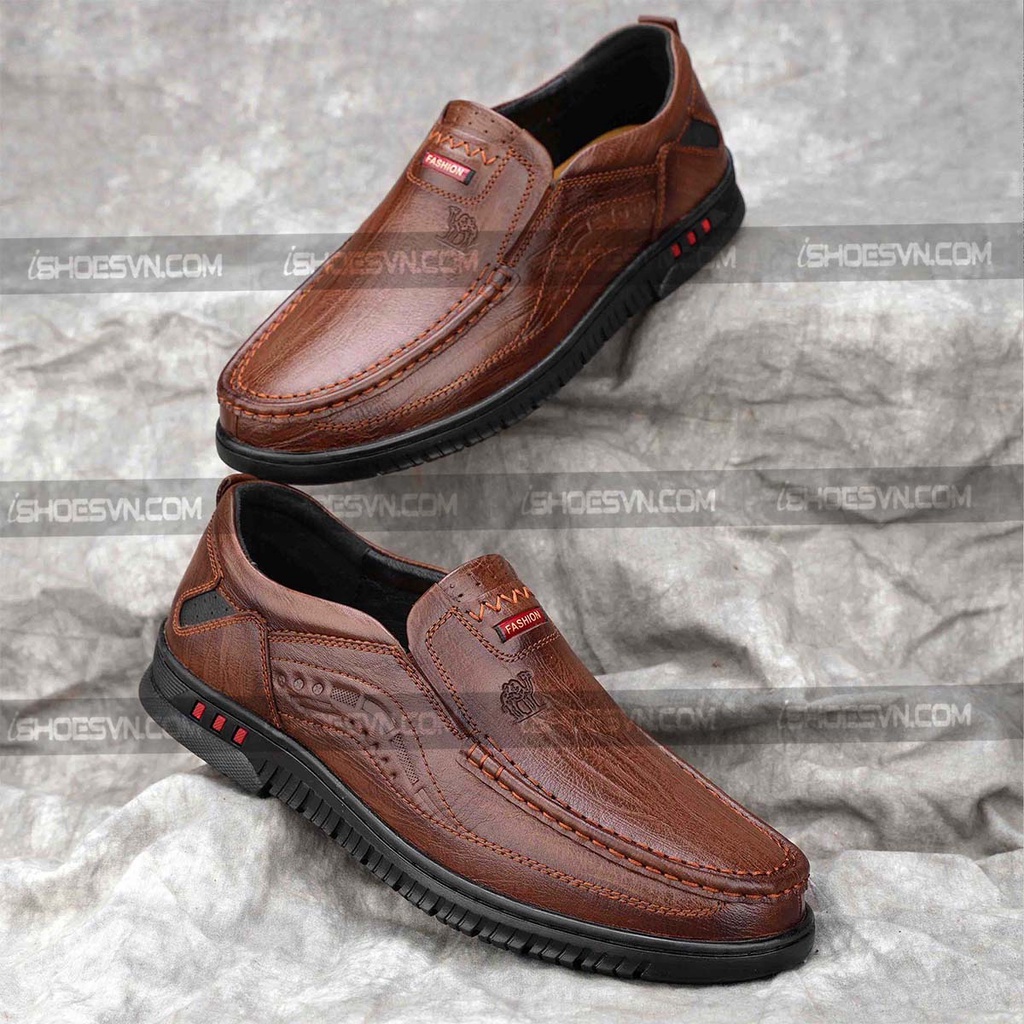 Giày lười nam da bò thật IS650 da mềm, đi siêu êm, kết hợp với nhiều trang phục