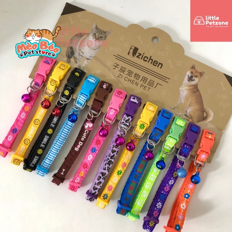 Dây cổ tròn kèm chuông cho chó mèo 1cm - 1,5cm cho chó mèo 1-10kg - loại dày đẹp nhiều màu sắc