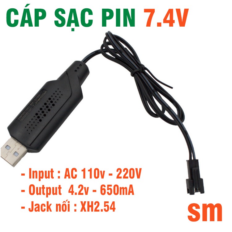 Dây cáp sạc pin 7.4V cổng nối SM