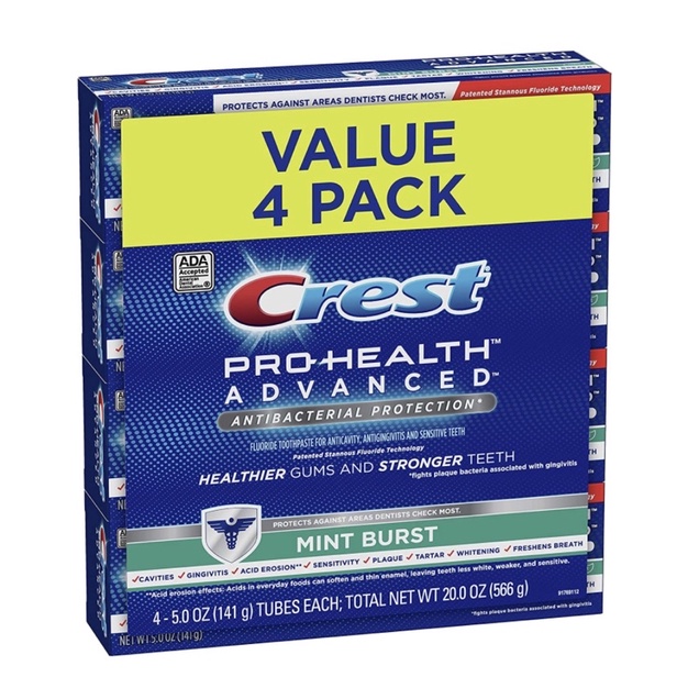 Kem đánh răng Crest Pro-Health Advanced Antibacterial Protection Toothpaste, Mint Bút 141gr USA