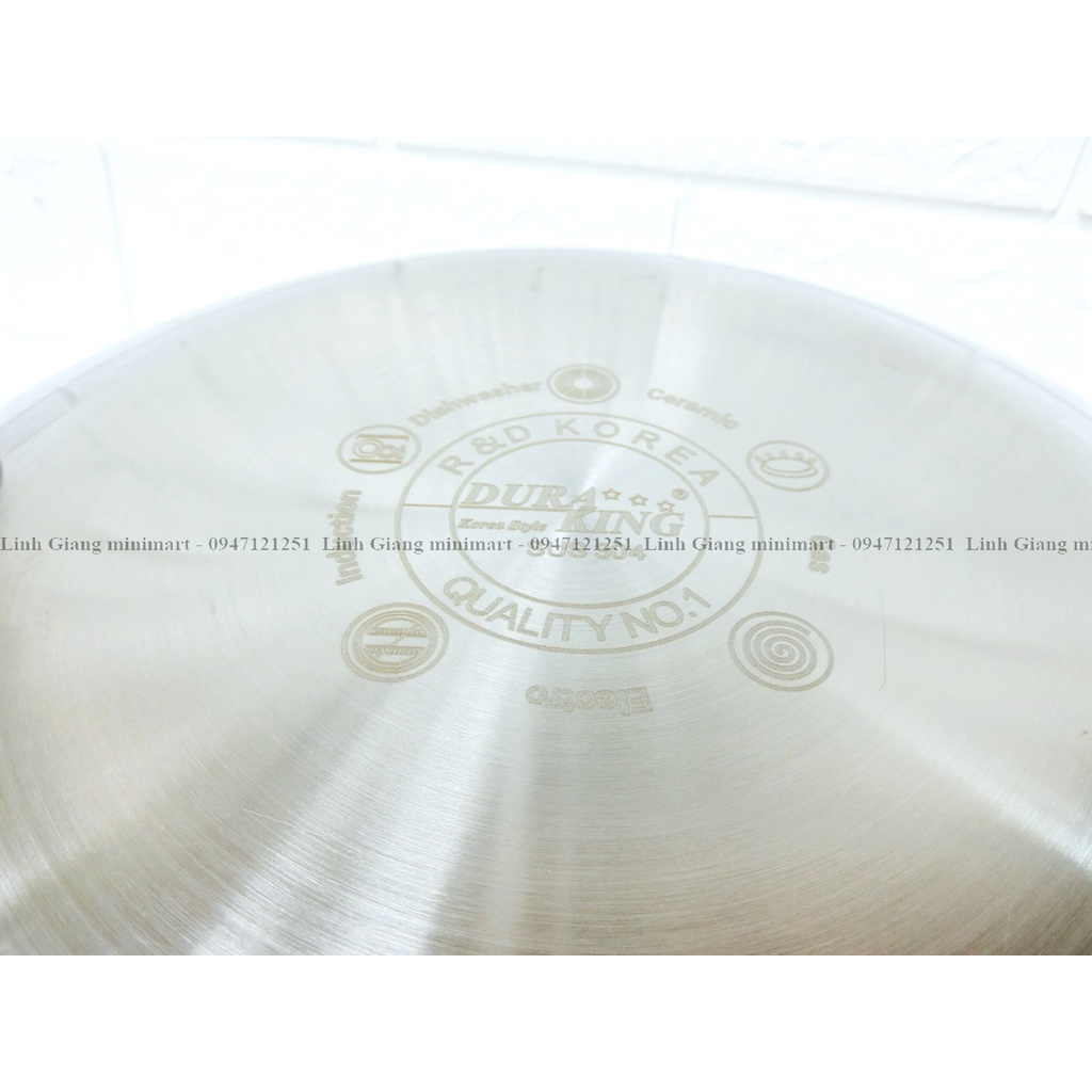 Chảo xào inox 3 lớp 2 quai Duraking DK-30X Đường kính 30cm  Hàng chính hãng