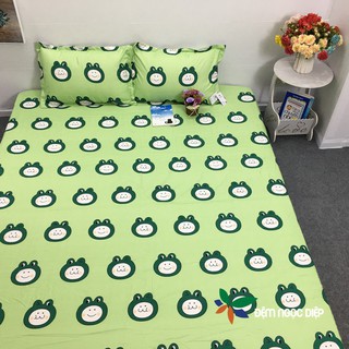 Bộ ga gối poly cotton mẫu ếch xanh