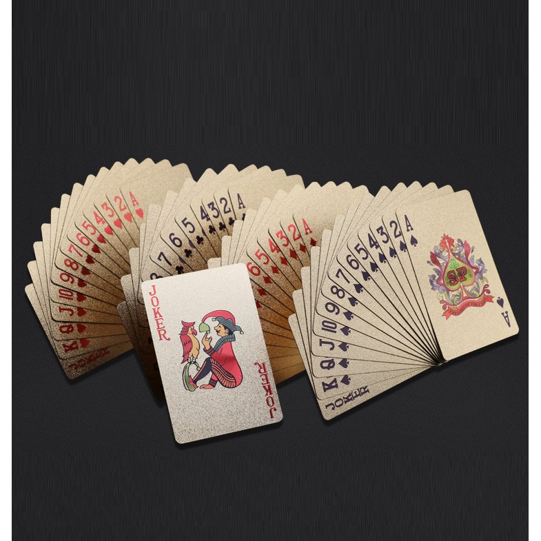 Bộ Bài Tây Mạ Vàng Golden Poker, Bài Poker Chống Nước 52 Lá Bài Chất Lượng Cao