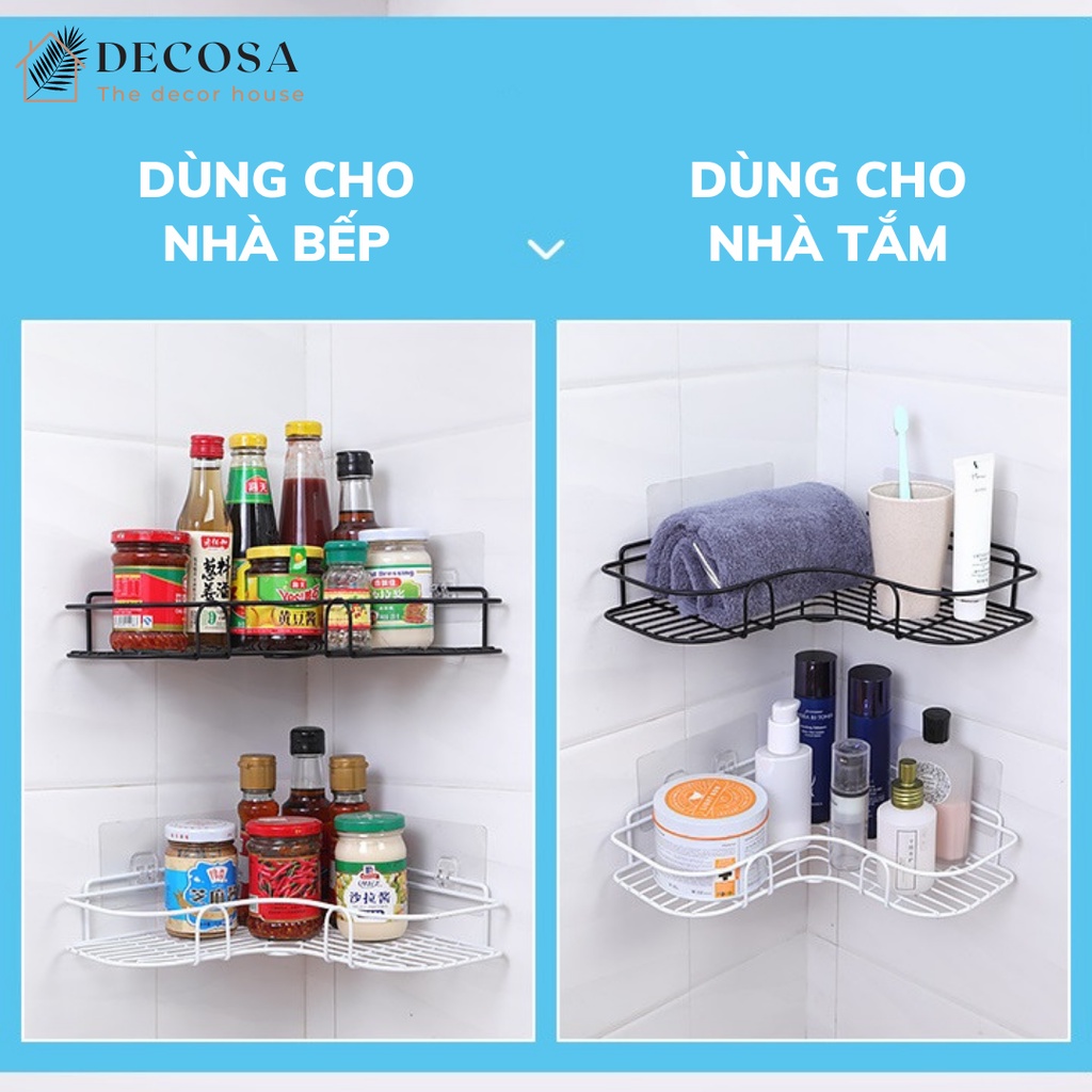 Kệ đựng đồ dán góc tường siêu dính treo nhà tắm nhà bếp Decosa