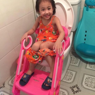 Ghế tập ngồi toilét cho bé (hàng đẹp - có tựa lưng và sàn chân)