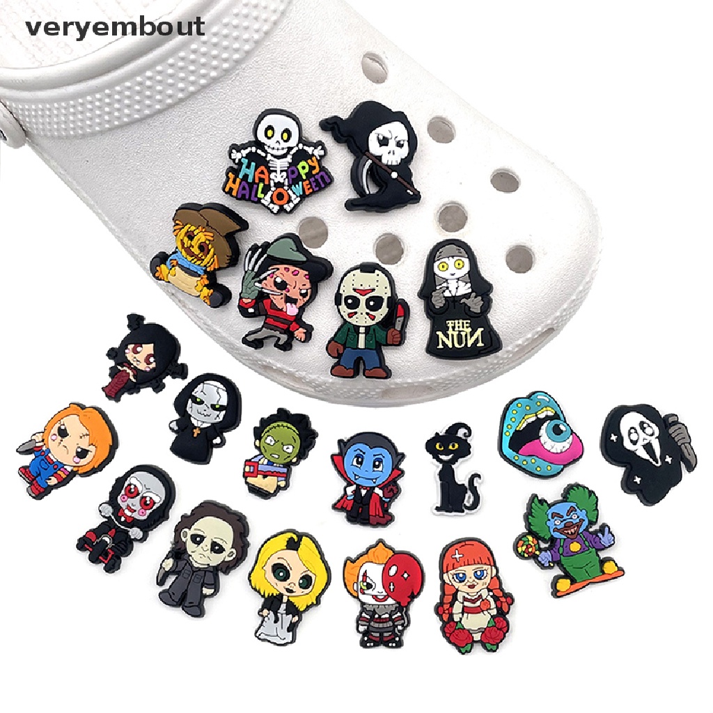 Ut Set 5 Khóa Dây Giày PVC Phong Cách Phim Kinh Dị Hóa Trang Halloween