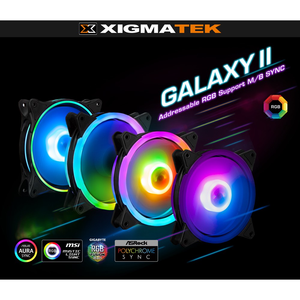 [CHÍNH HÃNG] Quạt Fan Case Xigmatek GALAXY II AX120|AY120|AO120|AT120 ARGB SYNC - Bộ 3 Fan