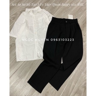 Set Quốc Dân Quần Baggy + Áo Sơ Mi