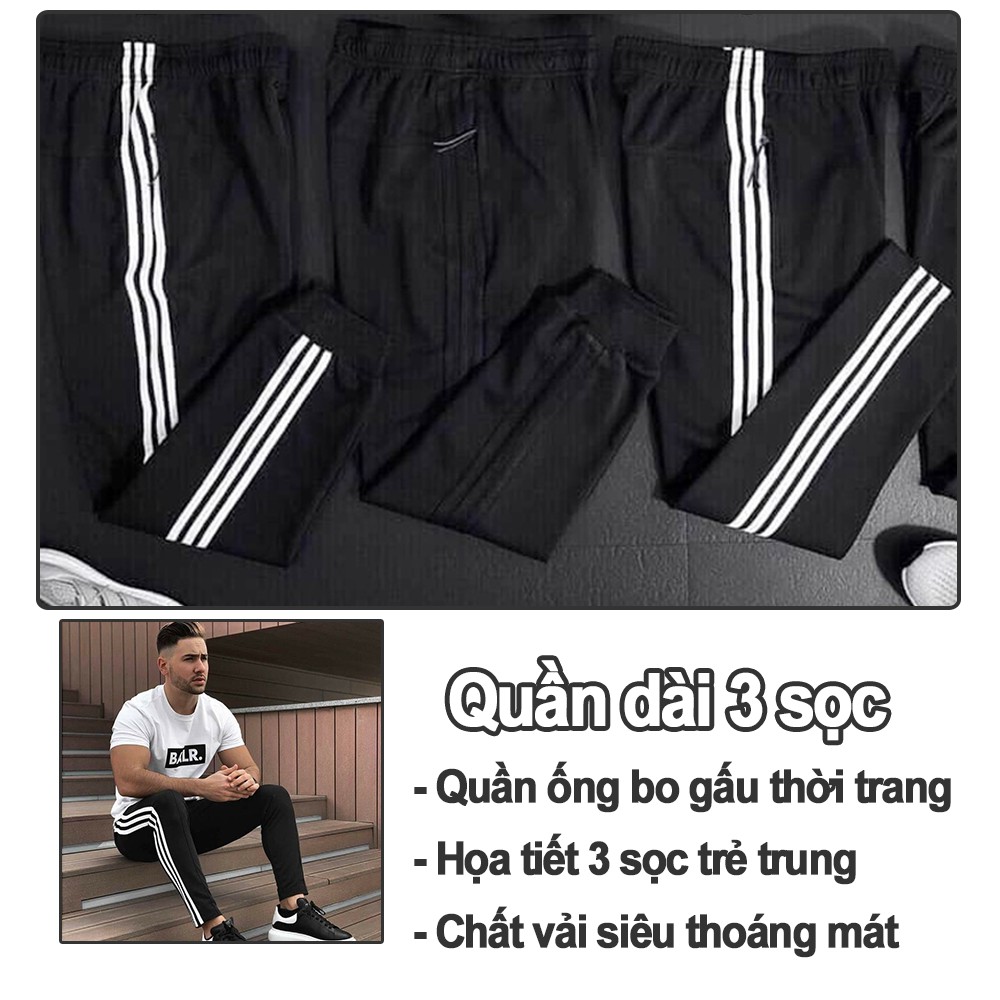 Quần thể thao 💎SALE💎 quần dài 3 sọc cao cấp chất liệu poly mềm thoáng khí mặc chạy bộ chơi thể thao tập gym LVsport90 | BigBuy360 - bigbuy360.vn