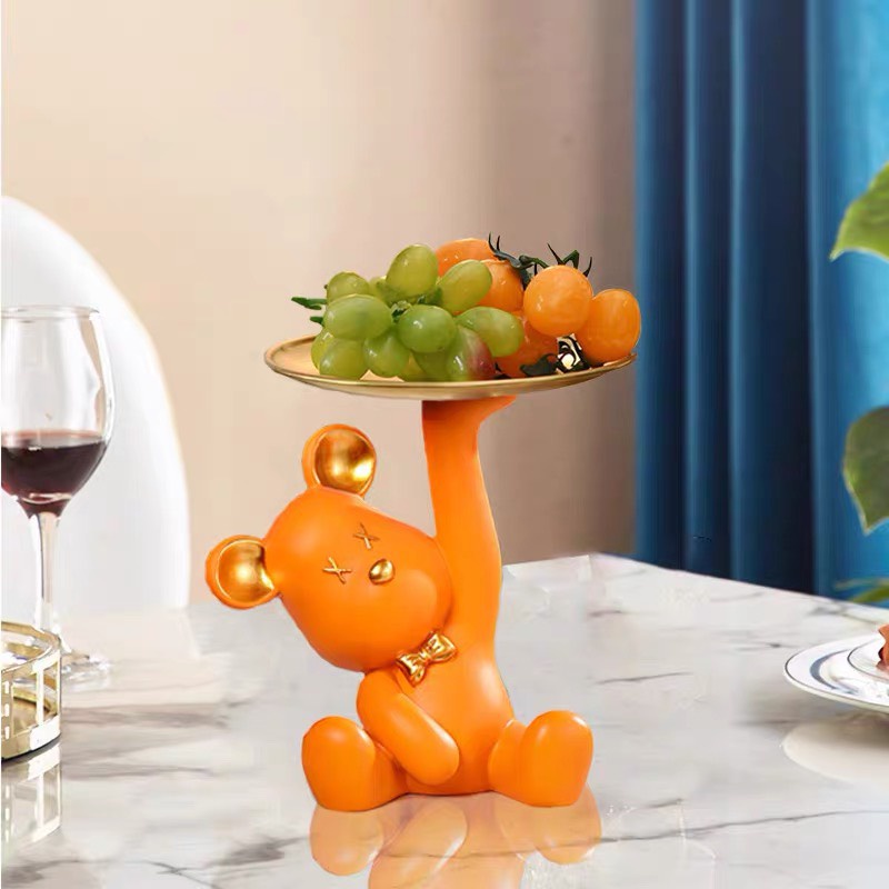 Tượng gấu bê khay , Gấu đỡ kẹo, gấu đỡ khay , Trang trí phòng khách, bàn làm việc gọn gàng xinh đẹp