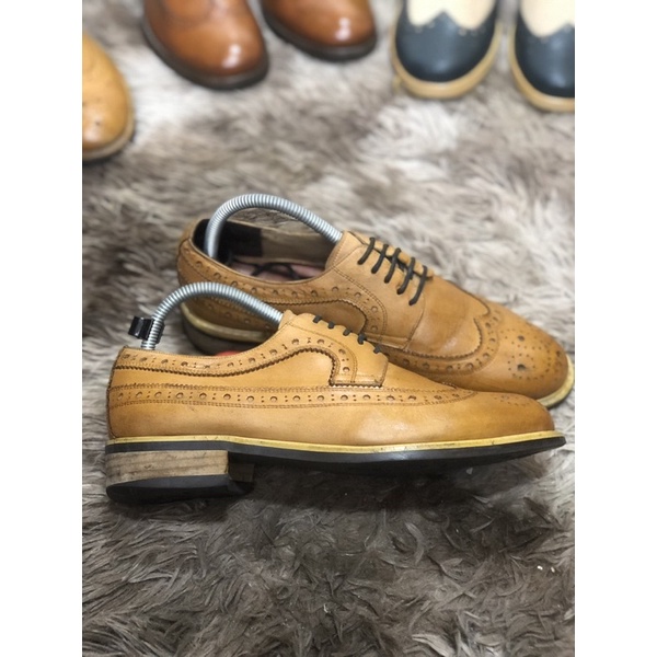 [Giày 2hand] [Size 41] [TonaShoe] Giày Tây Kiểu Dáng Wingtips Full Brouge Màu Vàng Nghệ