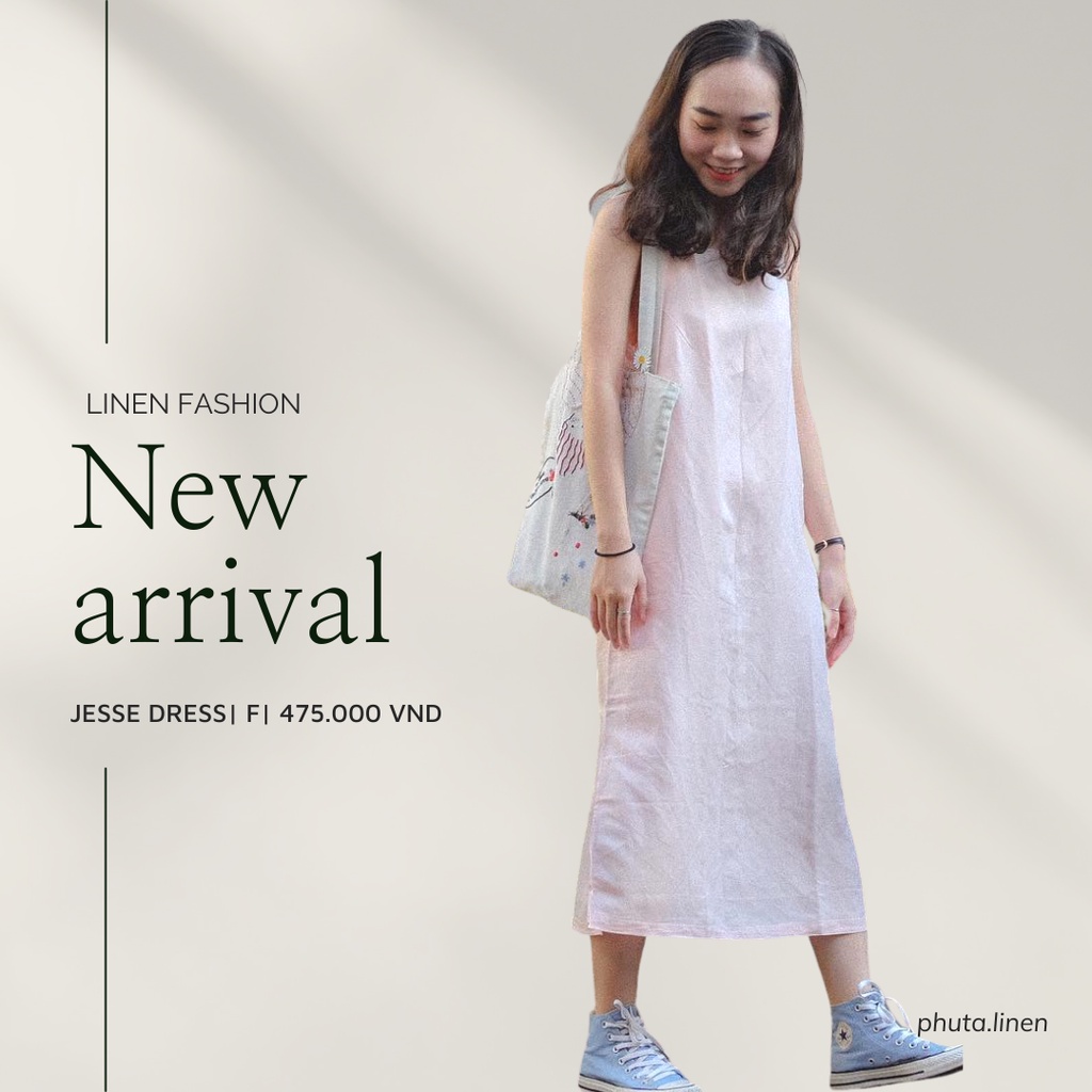 Đầm Suông Hai Dây Dáng Dài - Linen - Jesse Dress - PHUTA