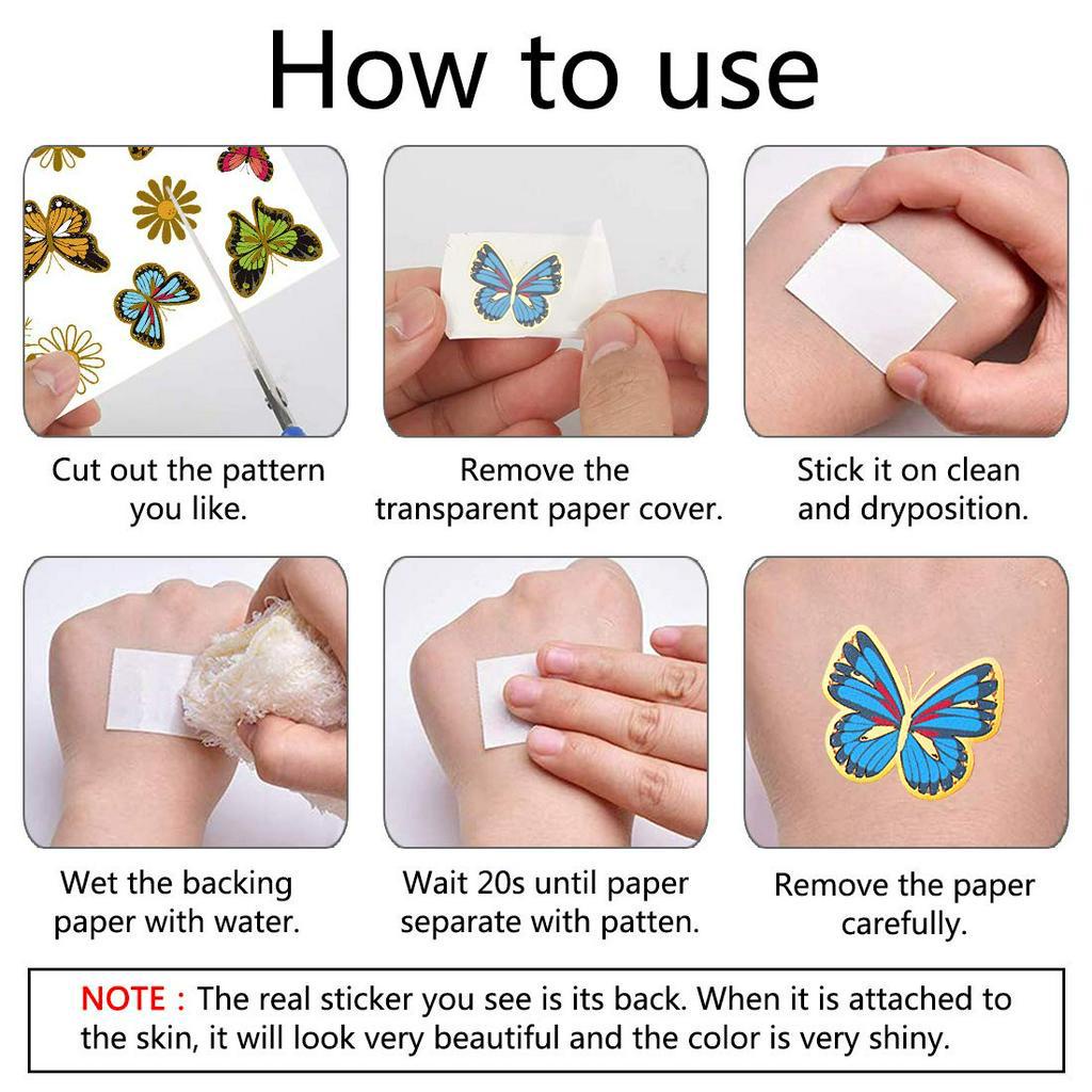 (Hàng Mới Về) Hình Xăm Dán Tạm Thời Chống Nước Chống Mồ Hôi Hình Bướm Cho Trẻ Em