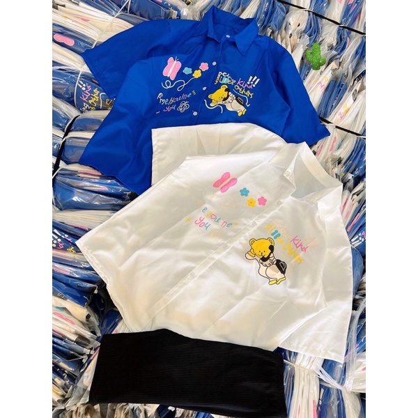 Set áo sơ mi in hình + quần legging ngố hàng zip đẹp pc