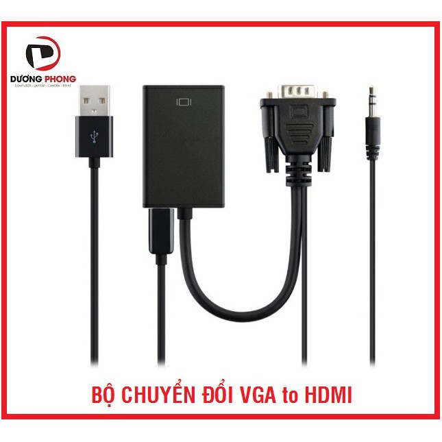 Bộ Cáp chuyển đổi tín hiệu từ VGA sang HDMI kèm theo cáp Micro USB